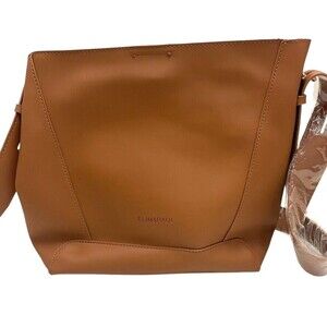 NWOT Elim & Paul Purse Faux Leather Single Strap Shoulder Bag Brown Tan Gold